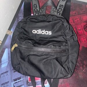 Adidas Black Mini Backpack with Gold Zipper